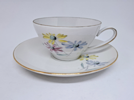 Kahla twee kop en schotels, porselein,  DDD, decor Daisy's