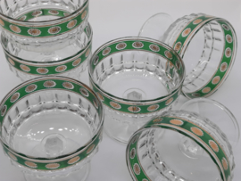 Zes vintage geslepen glazen coupes Italy