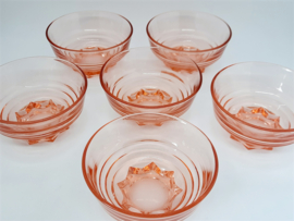 Vintage roze schaaltjes, persglas, Frankrijk
