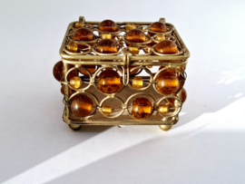 Vintage sieradendoosje amberkleurig