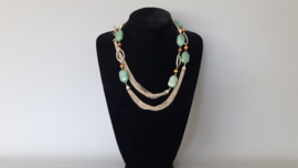 Ketting van Monet,  jadekleurige schakels, marcasiet, faux tijgeroog