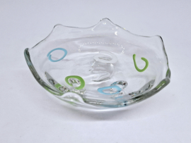 Vintage glazen schaaltjes met kleurdecoratie