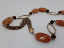 Ketting van Monet met faux tijgeroog en faux kwarts