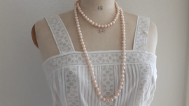 Vintage ketting roze zoetwaterparels