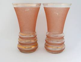 Art deco vaas, Booms, roze gesuikerd glas, België