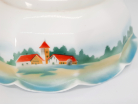 Vintage glazen lampenkap, jaren ‘30, van melkglas met decor