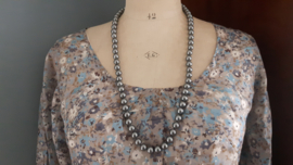 Vintage parelketting, donkergrijs, faux parels
