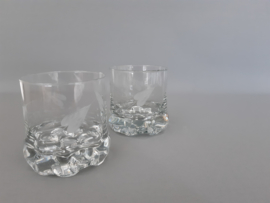Twee gegraveerde whiskeyglazen of tumblers