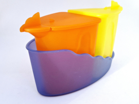 Tupperware bakjes in houder geel in oranje, serie Expression