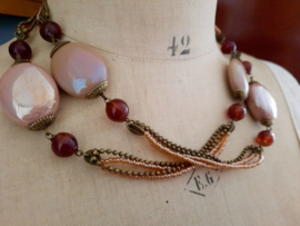 Ketting van Liz Claiborne, roze en koperkleurig