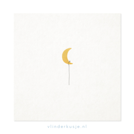 Poster kaart 'Gouden maan' ~ met goudinkt / 19x19 cm