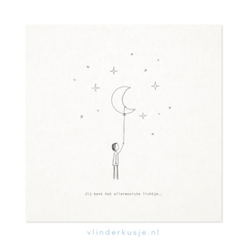 Poster kaart 'Maankindje / Allermooiste lichtje' ~ 19x19 cm