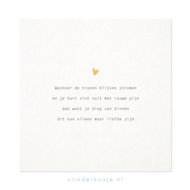 Poster kaart 'Tranen' ~ met goudinkt / 19x19 cm