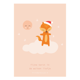 Kerst ansichtkaart 'Fijne kerst liefje' / peach