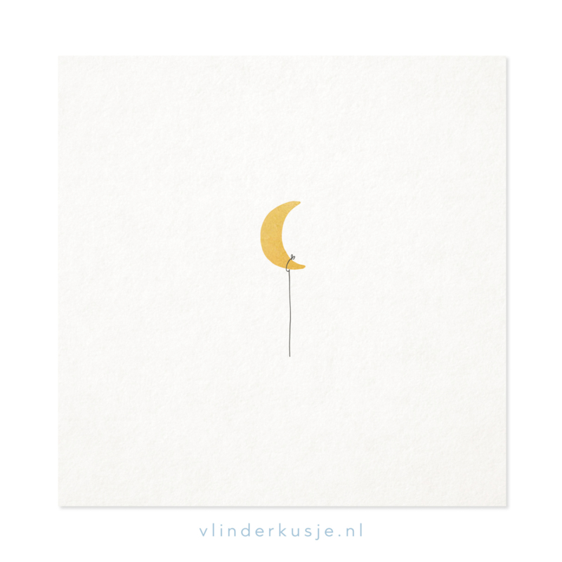 Poster kaart 'Gouden maan' ~ met goudinkt / 19x19 cm
