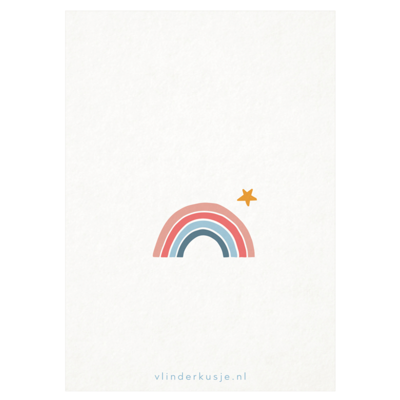 Luxe ansichtkaart 'Regenboog met ster'
