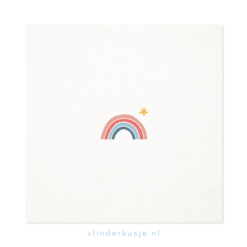 Poster kaart 'Regenboog' ~ met goudinkt / 19x19 cm
