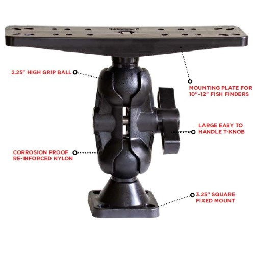 Scotty 173 2,25″ Ball Mount with Universal Fish Finder Mounting Plate, Scotty