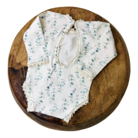 Newborn Romper - Flower Collection - mini eucalyptus Lace