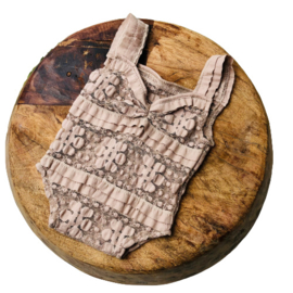 Newborn Romper - Lace Collection - Taupe vintage