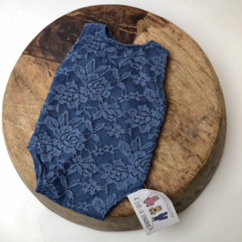 Newborn Romper - Jeans Blue lace