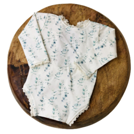 Newborn Romper - Flower Collection - mini eucalyptus Lace