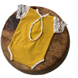 Newborn Romper - April Collection - mustard lace