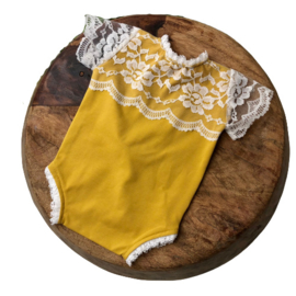 Newborn Romper - April Collection - mustard lace