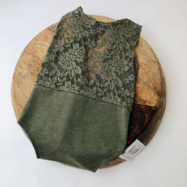 Romper - Moss green lace- Size 80