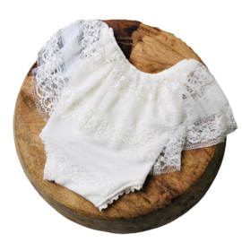 Newborn Romper - April Collection - Ecru lace