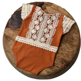 Newborn Romper - April Collection - Cognac lace