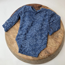 Newborn Romper - Jeans Blue lace