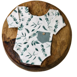 Newborn Romper - Flower Collection - Leaf old mint