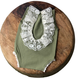 Newborn Romper - Olive Lace