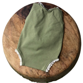 Newborn Romper - Olive Lace