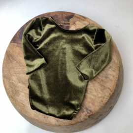 Newborn Romper velvet - Old Green