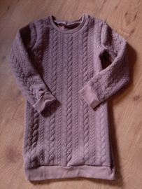 Sweaterdress kabelstof oud roze/paars