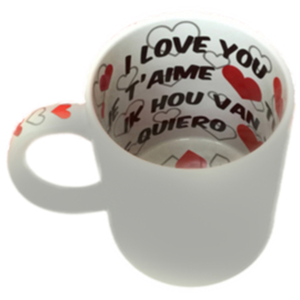 "I Love You" koffie- theemok met bedrukking