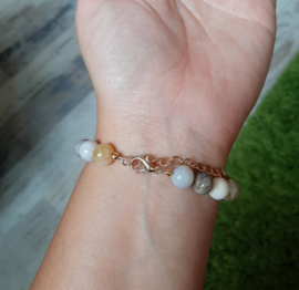 Armbandjes met grote kralen - Bamboe agaat - NIEUW!