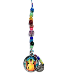Boeddha hanger met regenboog kralen (a)