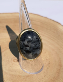 Ringen natuursteen - Landschapsjaspis, Lapis Lazuli en Labradoriet - Bronskleurig