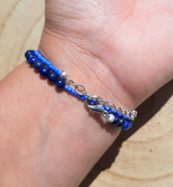 Armbandje met Lapis Lazuli en glaskraaltjes