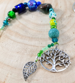 Tree of life - levensboom- gelukshanger met groene kralen
