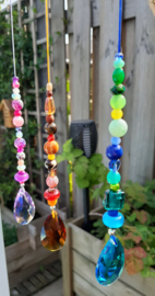 Suncatcher met blauw koord, zeester en klavertje vier