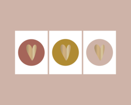 Stickers | hart goudfolie mix oudroze-warmrood-okergeel | HOP.