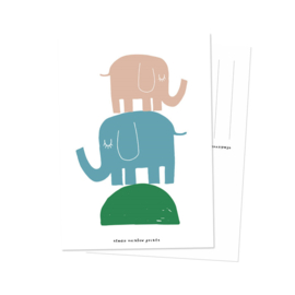 Kaart | Twee olifanten | Studio Rainbow Prints