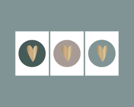 Stickers | hart goudfolie mix grijs-groenblauw-petrol | HOP.