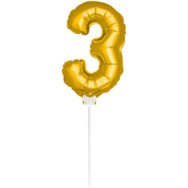 Folie Cijffer Ballon 3 "36" cm Goud zonder helium