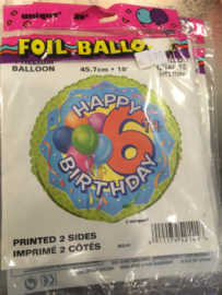 Happy Birtday 6 jaar 45 cm Wordt geleverd zonder helium