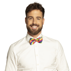 Vlinderstrik Regenboog Vlinderstrik Regenboog Een stijlvolle outfit voor Pride of een clown outfit meer kleur geven? Dan kan deze regenboog vlinderstrik absoluut niet missen! De vrolijke vlinderstrik is makkelijk te dragen met de elastieke band en geeft e